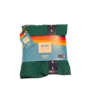 Aldi Gear Women Green Track Pants Snap Button Loose Fit Recycled Polyester Large